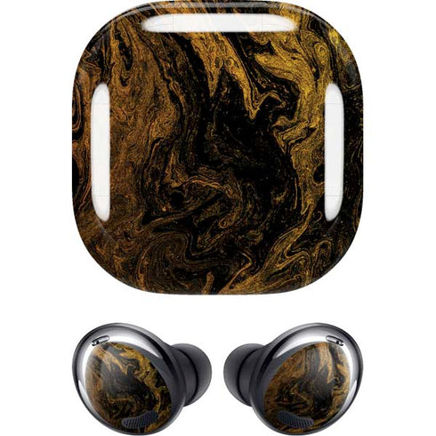 Gold and Black Marble Galaxy Buds Pro Skin