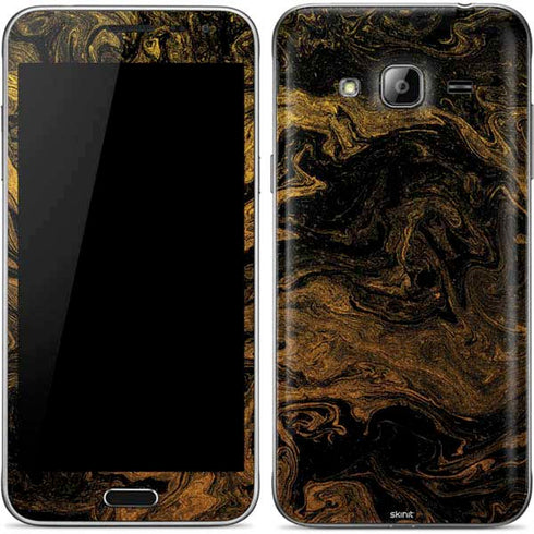 Gold and Black Marble Galaxy J3 Skin