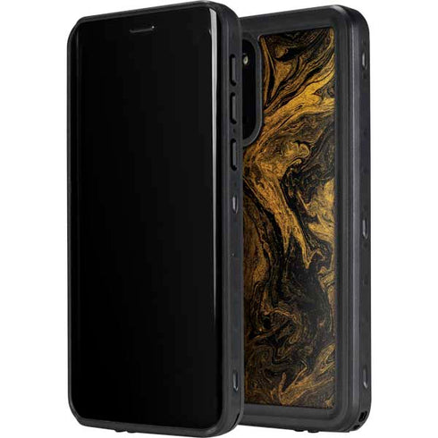 Gold and Black Marble Galaxy S20 Waterproof Case