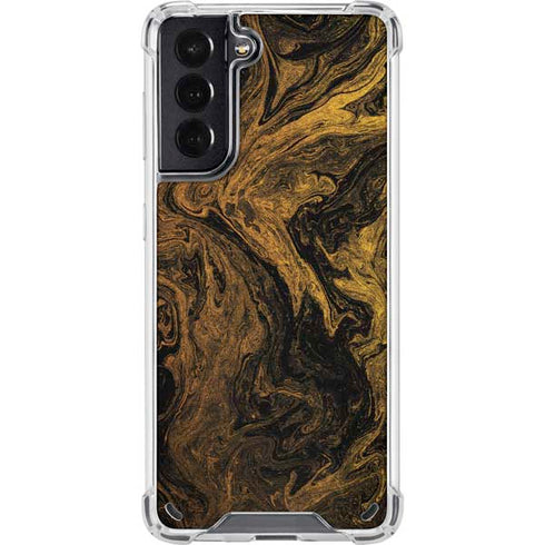 Gold and Black Marble Galaxy S21 5G Clear Case