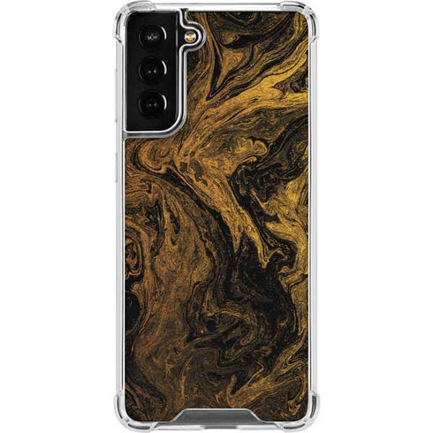Gold and Black Marble Galaxy S21 FE Clear Case