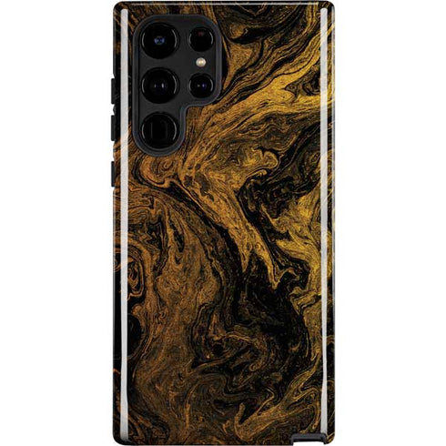 Gold and Black Marble Galaxy S22 Ultra Pro Case
