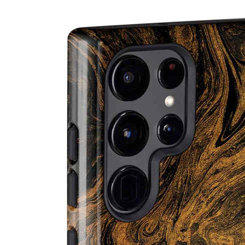 Gold and Black Marble Galaxy S22 Ultra Pro Case