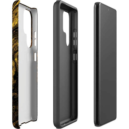 Gold and Black Marble Galaxy S22 Ultra Pro Case