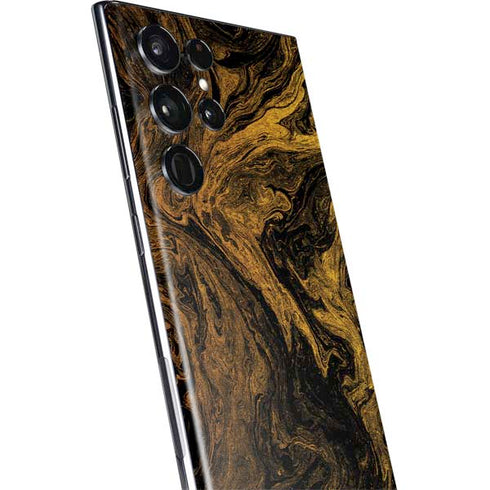 Gold and Black Marble Galaxy S22 Ultra Skin
