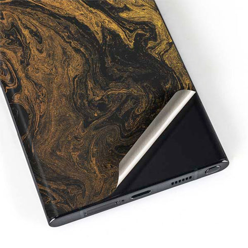 Gold and Black Marble Galaxy S22 Ultra Skin
