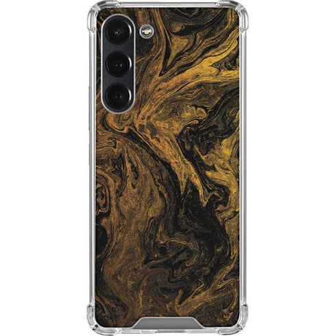 Gold and Black Marble Galaxy S23 Plus Clear Case