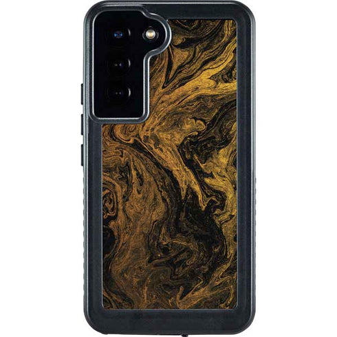 Gold and Black Marble Galaxy S23 Plus Waterproof Case
