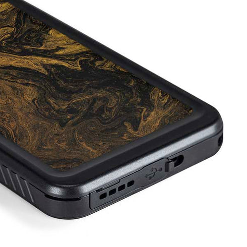 Gold and Black Marble Galaxy S23 Plus Waterproof Case