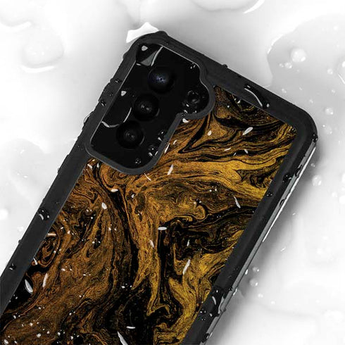 Gold and Black Marble Galaxy S23 Plus Waterproof Case