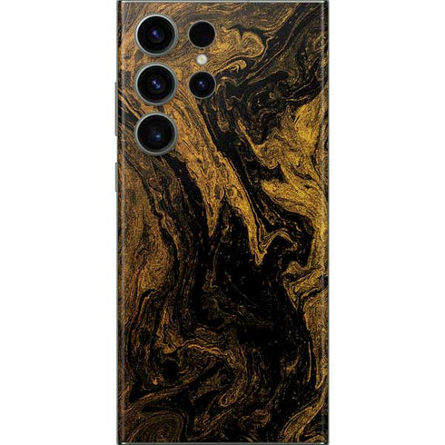 Gold and Black Marble Galaxy S23 Ultra Skin