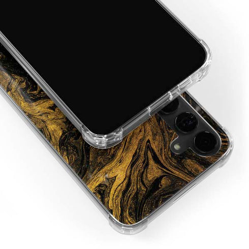 Gold and Black Marble Galaxy S24 Plus Clear Case