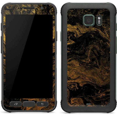Gold and Black Marble Galaxy S7 Active Skin