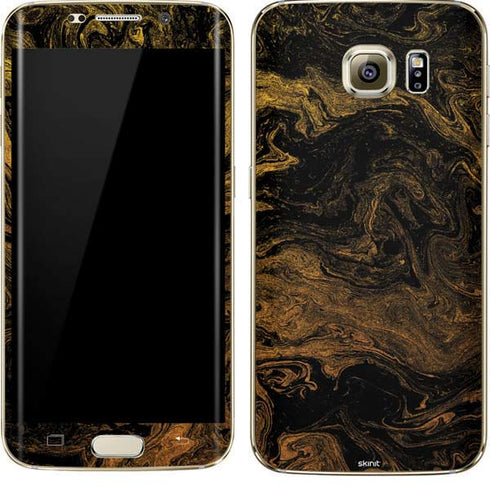 Gold and Black Marble Galaxy S7 Edge Skin