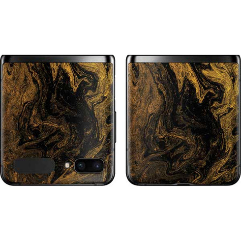 Gold and Black Marble Galaxy Z Flip Skin