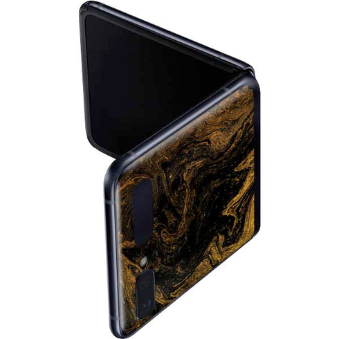 Gold and Black Marble Galaxy Z Flip Skin