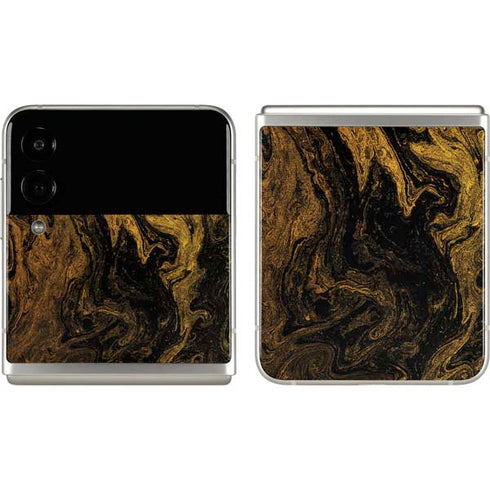Gold and Black Marble Galaxy Z Flip3 5G Skin