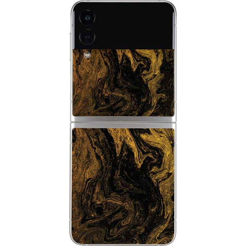 Gold and Black Marble Galaxy Z Flip3 5G Skin