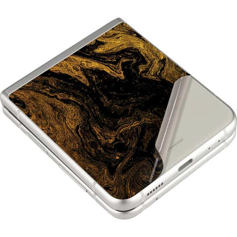 Gold and Black Marble Galaxy Z Flip3 5G Skin