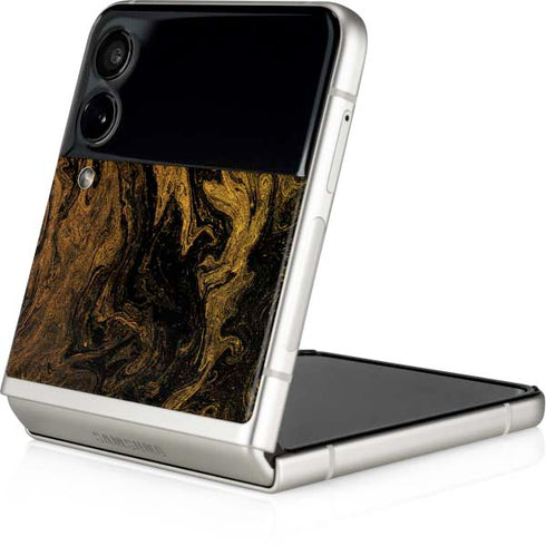 Gold and Black Marble Galaxy Z Flip3 5G Skin