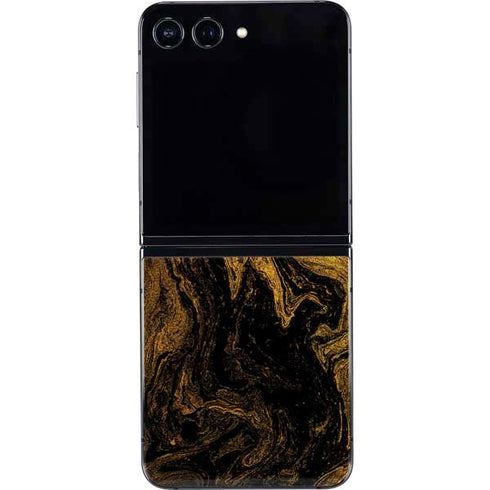 Gold and Black Marble Galaxy Z Flip5 5G Skin