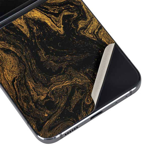 Gold and Black Marble Galaxy Z Flip5 5G Skin