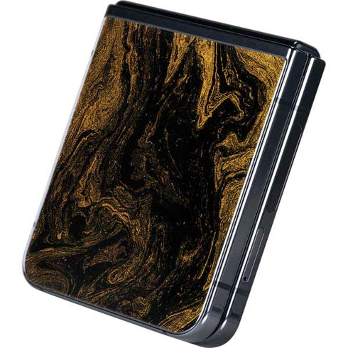 Gold and Black Marble Galaxy Z Flip5 5G Skin