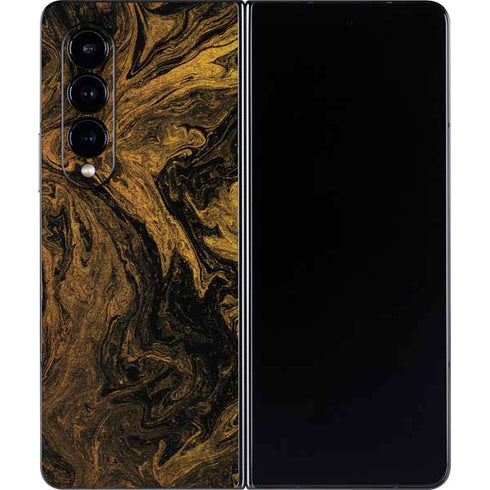 Gold and Black Marble Galaxy Z Fold4 5G Skin