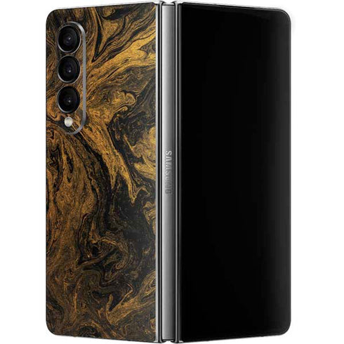 Gold and Black Marble Galaxy Z Fold4 5G Skin