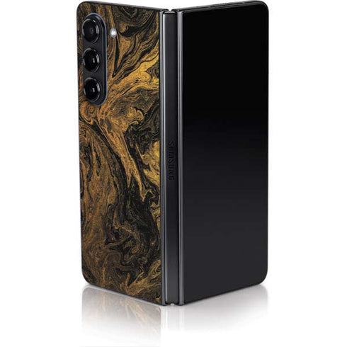 Gold and Black Marble Galaxy Z Fold5 5G Skin