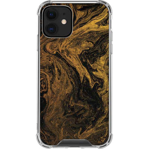 Gold and Black Marble iPhone 12 Clear Case