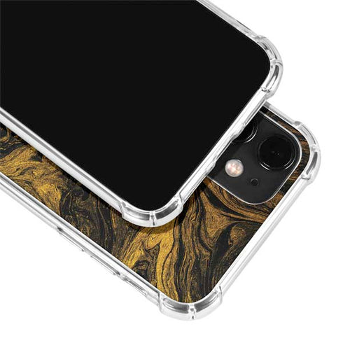 Gold and Black Marble iPhone 12 Clear Case