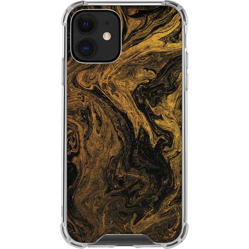 Gold and Black Marble iPhone 12 Mini Clear Case