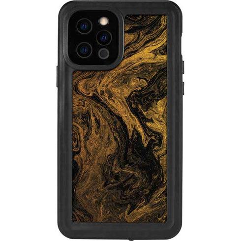 Gold and Black Marble iPhone 12 Pro Waterproof Case