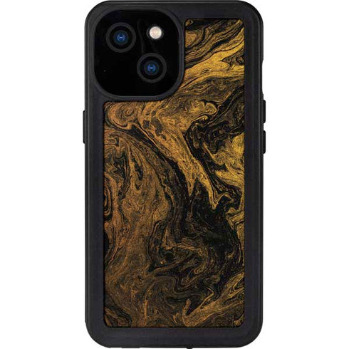 Gold and Black Marble iPhone 13 Mini Waterproof Case