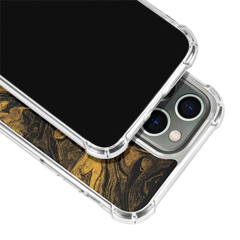 Gold and Black Marble iPhone 13 Pro Clear Case