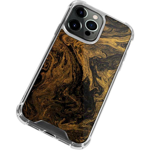 Gold and Black Marble iPhone 13 Pro Clear Case
