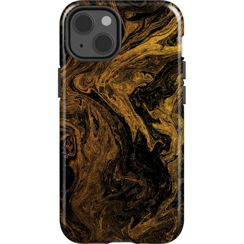 Gold and Black Marble iPhone 15 Impact Case