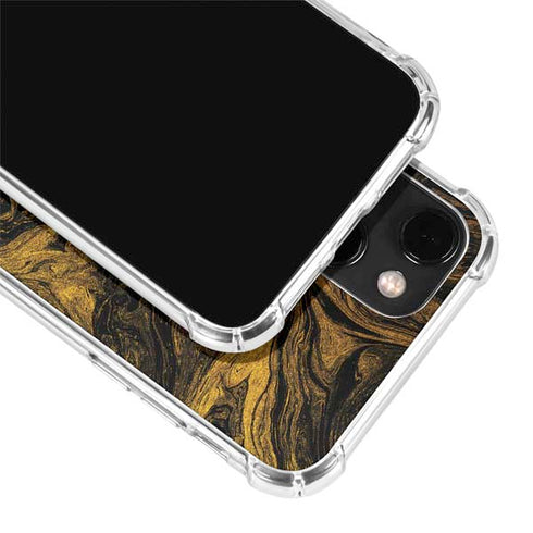 Gold and Black Marble iPhone 14 Plus Clear Case