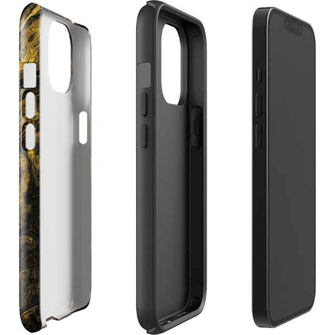 Gold and Black Marble iPhone 15 Impact Case