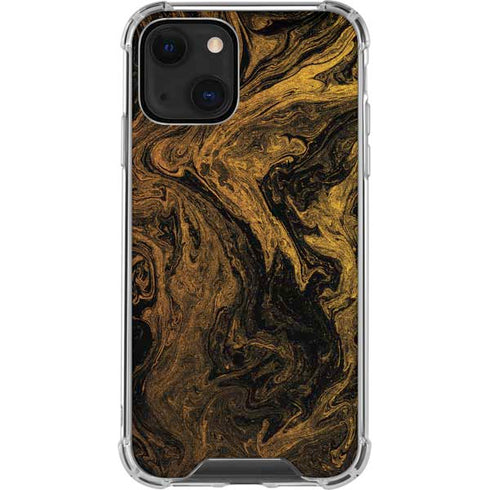Gold and Black Marble iPhone 14 Plus Clear Case