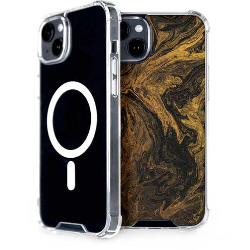 Gold and Black Marble iPhone 15 Plus MagSafe Case