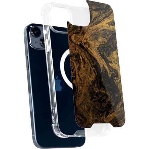 Gold and Black Marble iPhone 15 Plus MagSafe Case