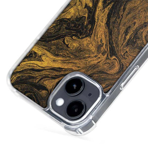 Gold and Black Marble iPhone 15 Plus MagSafe Case