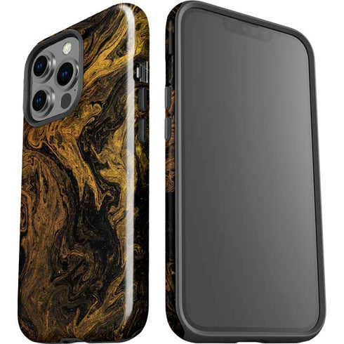 Gold and Black Marble iPhone 15 Pro Impact Case