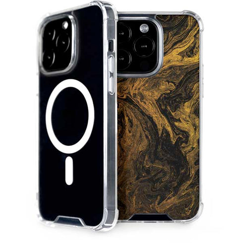 Gold and Black Marble iPhone 14 Pro MagSafe Case