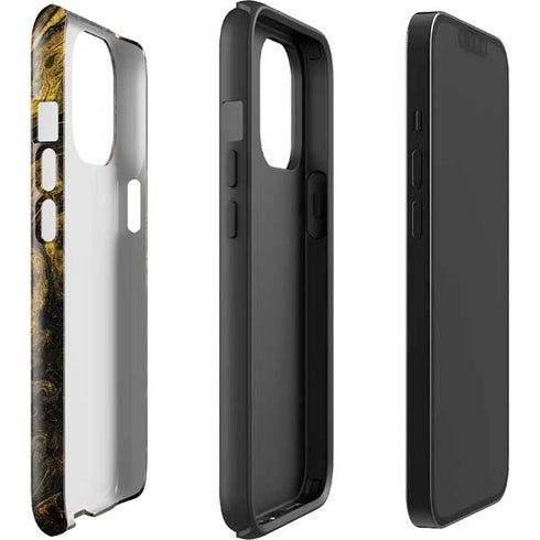 Gold and Black Marble iPhone 15 Pro Max Impact Case
