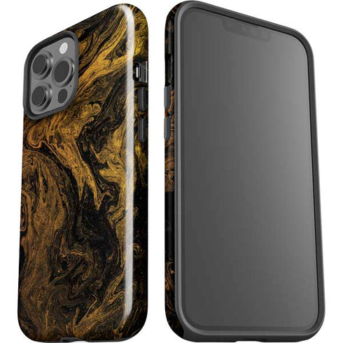 Gold and Black Marble iPhone 15 Pro Max Impact Case