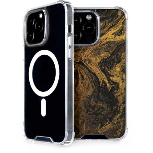 Gold and Black Marble iPhone 15 Pro Max MagSafe Case
