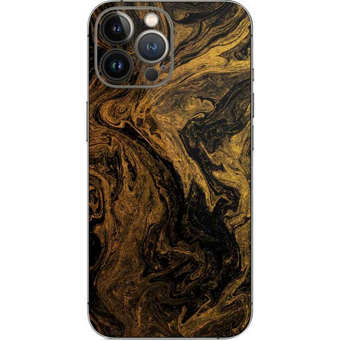 Gold and Black Marble iPhone 14 Pro Max Skin